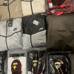 Nike Tech Sets , Bape Ts ,essential Hoodie , Bape Hoodie