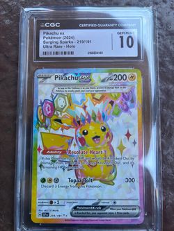 Pikachu ex CGC 10 Gem Mint Surging Sparks 219/191