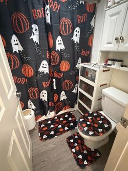 Halloween Bathroom Set Shower Curtain and Rugs