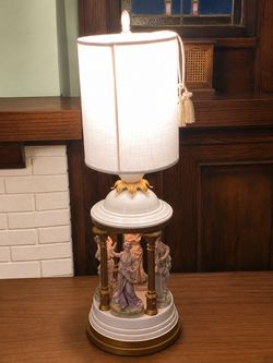Porcelain Figurine Column Table Lamp