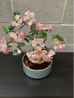 Glass CHERRY BLOSSOM Bonsai TREE Pink Flower 20$cash