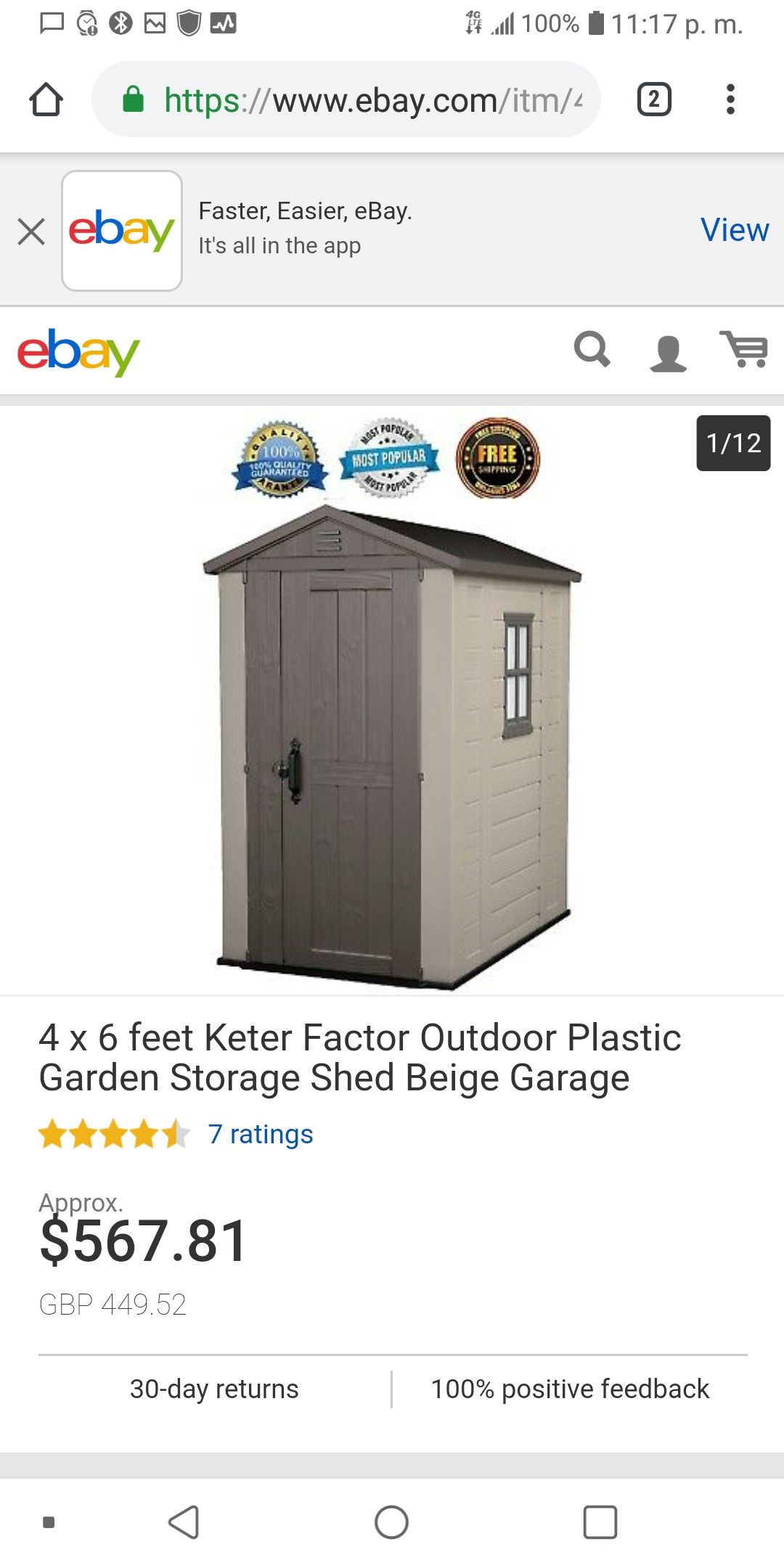 Outdoor storage shed 4x6 - fully built