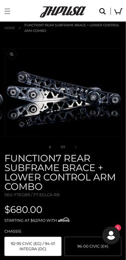92-95 CIVIC (EG) / 94-01 INTEGRA (DC) FUNCTION7 REAR SUBFRAME BRACE + LOWER CONTROL ARM COMBO
