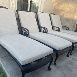 Patio,Outdoor Furniture,4 Lounge Chaise,Pool Chairs With Cushions .Hanamint St Moritz Collection.