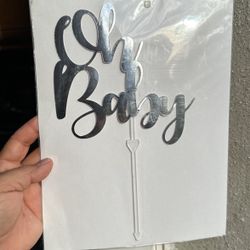 Oh Baby Cake Topper (silver Card Stock)
