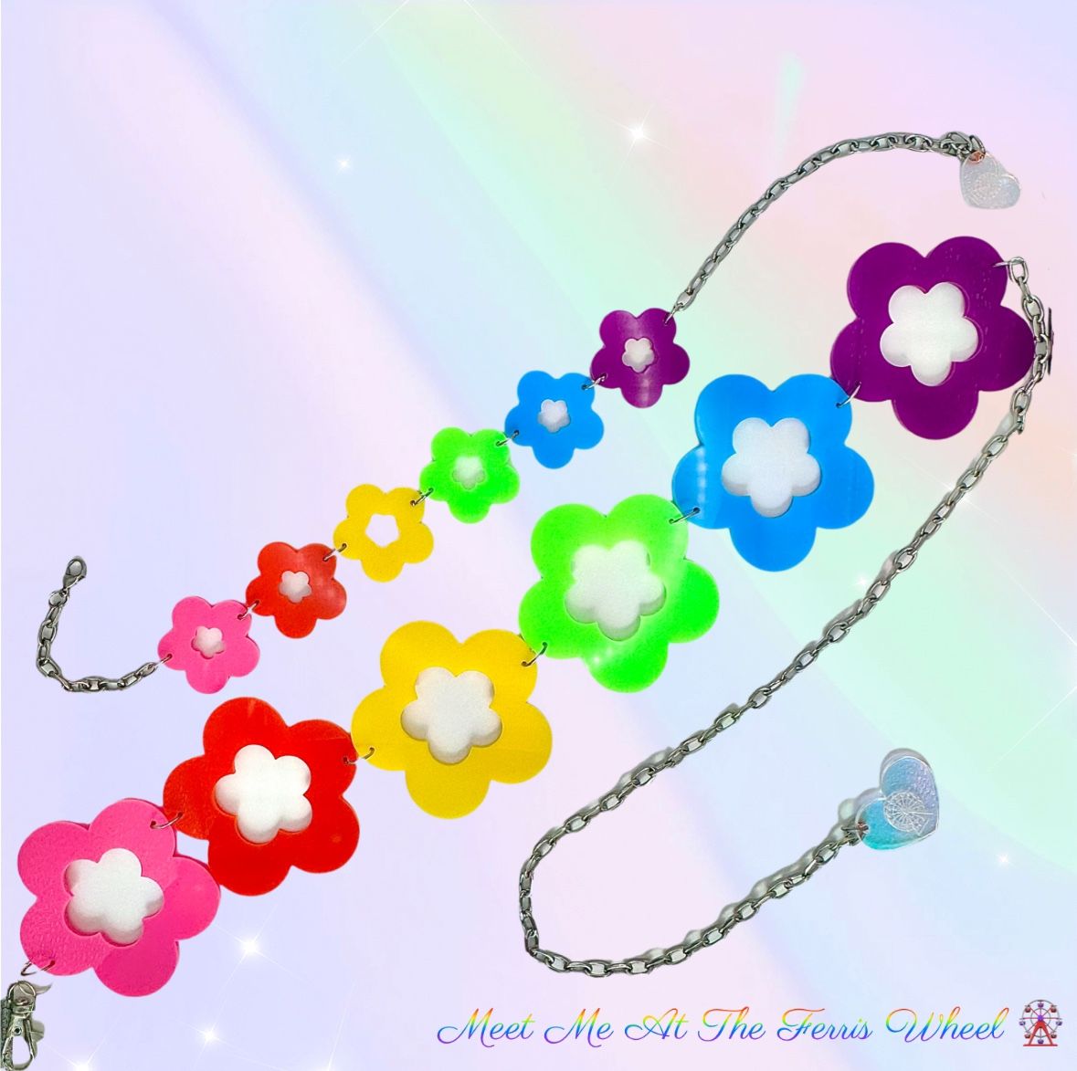 Rainbow Flower Rave Belt And Choker Necklace Outfit CRSSD EDC Escape Halloween