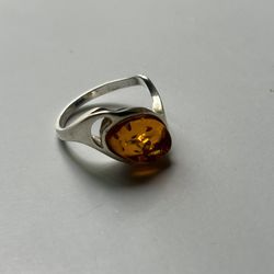 Amber Silver Ring 