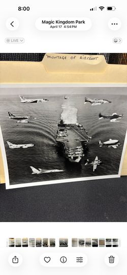 USS Enterprise surrounded by aircraft 8x10 black and white