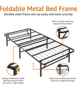 Twin Foldable Metal Platform Bed Frame