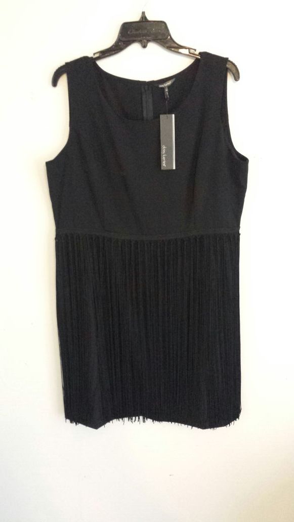 Reduced!! Womens Little Black Dress with Fringe Daisy Fuentes size 16