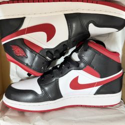 Nike Air Jordan 1 Mid Shoes - White/Black/Red Women’s 6