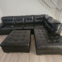 Chocolate Sectional Couch and ottoman