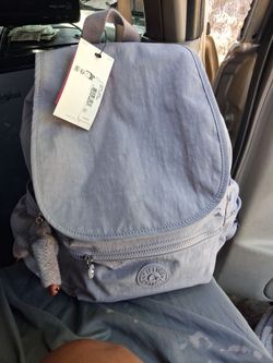 Kipling Backpack with Tags – Light Blue