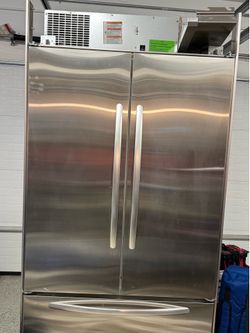 24.2 Cu. Ft. 42” width built in stainless French doors refrigerator. Kitchen Aid