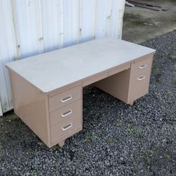 Vintage Mid-Century Metal “Tanker” Desk – $200 OBO