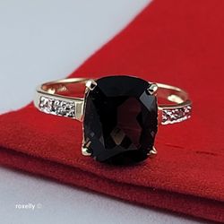 10K Yellow Gold Smoky Topaz and Genuine Diamonds Ring Size 6.75 - Solid Gold!/ Anillo de Oro con Smoky Topaz y Diamantes! 👌🎁Post Tags: 10K 14K