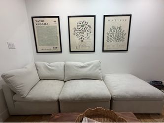 Modular White Sectional Sofa with Ottoman – $300 OBO