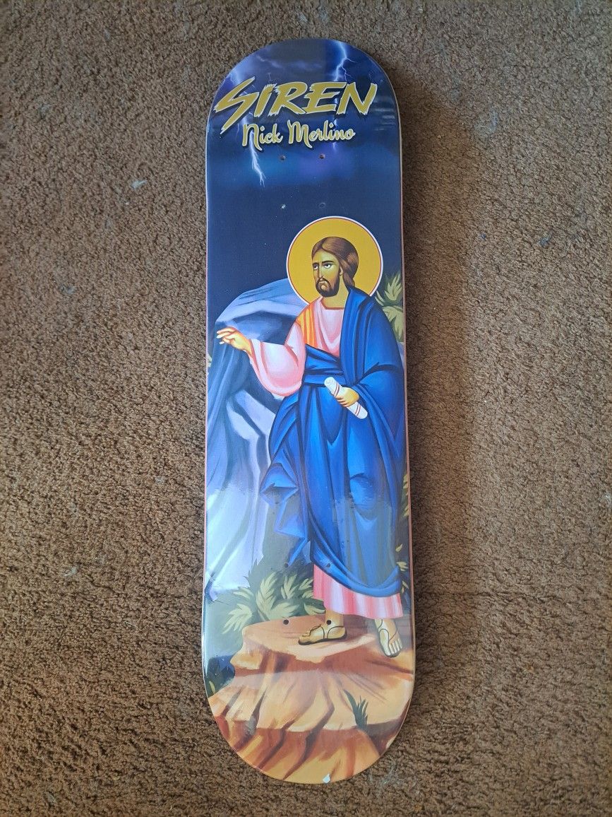 SIREN SKATEBOARDS NICK MERLINO PRO MODEL THE PROPHECY OF JESUS LOGO SKATEBOARD DECK SIZE 8.25