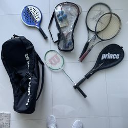 Tennis Bag + set of 6 rackets (used) *** PRICE STARTING  @ 25 ***