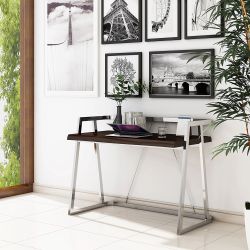 Brown and Silver Writing Desk Escritorio Laptop New Box