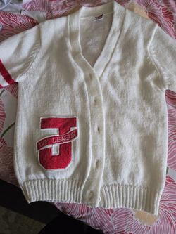 1950s Letterman V Neck Button Up Sweater