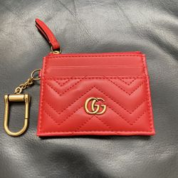 Gucci GG Red Leather Coin Pouch