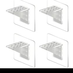 4pcs Adhesive Wall Hooks, Punch-free Wardrobe Layered Partition Bracket