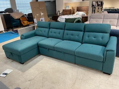 Green 3 Seat Sofa with storage chaise