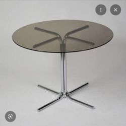 Round  Glass Dining Table Chrome Base