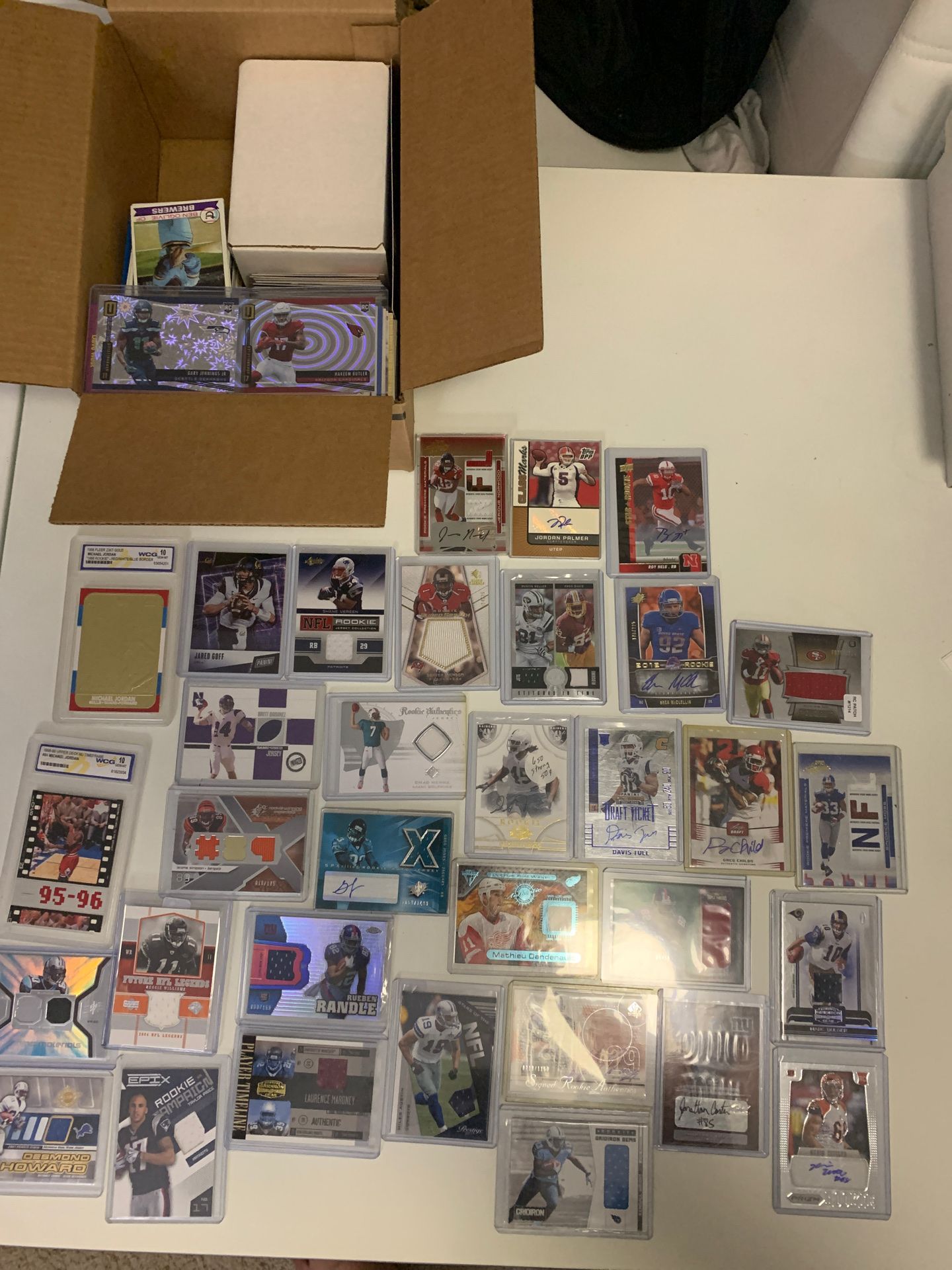 Huge collection of basketball baseball football cards jersey cards autograph cards Michael jordan