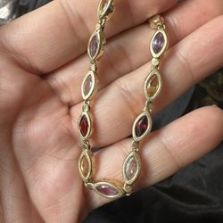 Vintage 14k Gold Gemstone Bracelet 