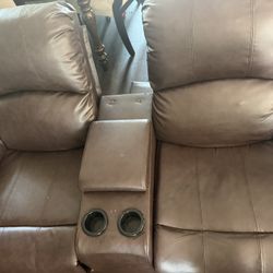 Brown Reclining Sofa Set 
