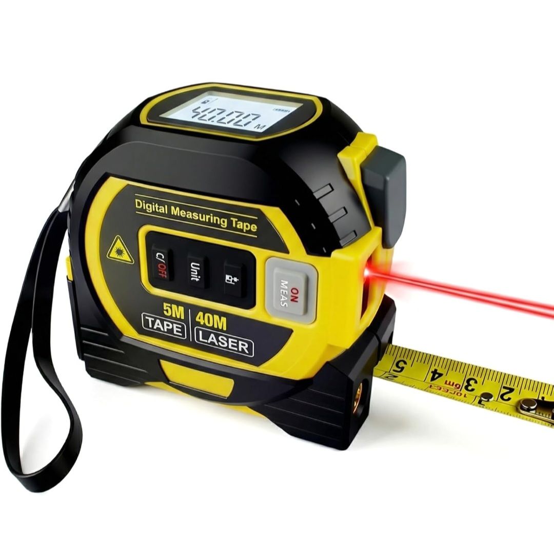 β 3-in-1 Laser Tape Measure 135Ft Laser Distance Meter with 16Ft Steel Measuring Tape, Digital Laser Measure with 20-Data Memory, Backlit LCD for Cont