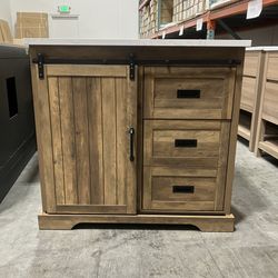 36" Bathroom Vanity Barn Door Stone Countertop (Damaged )