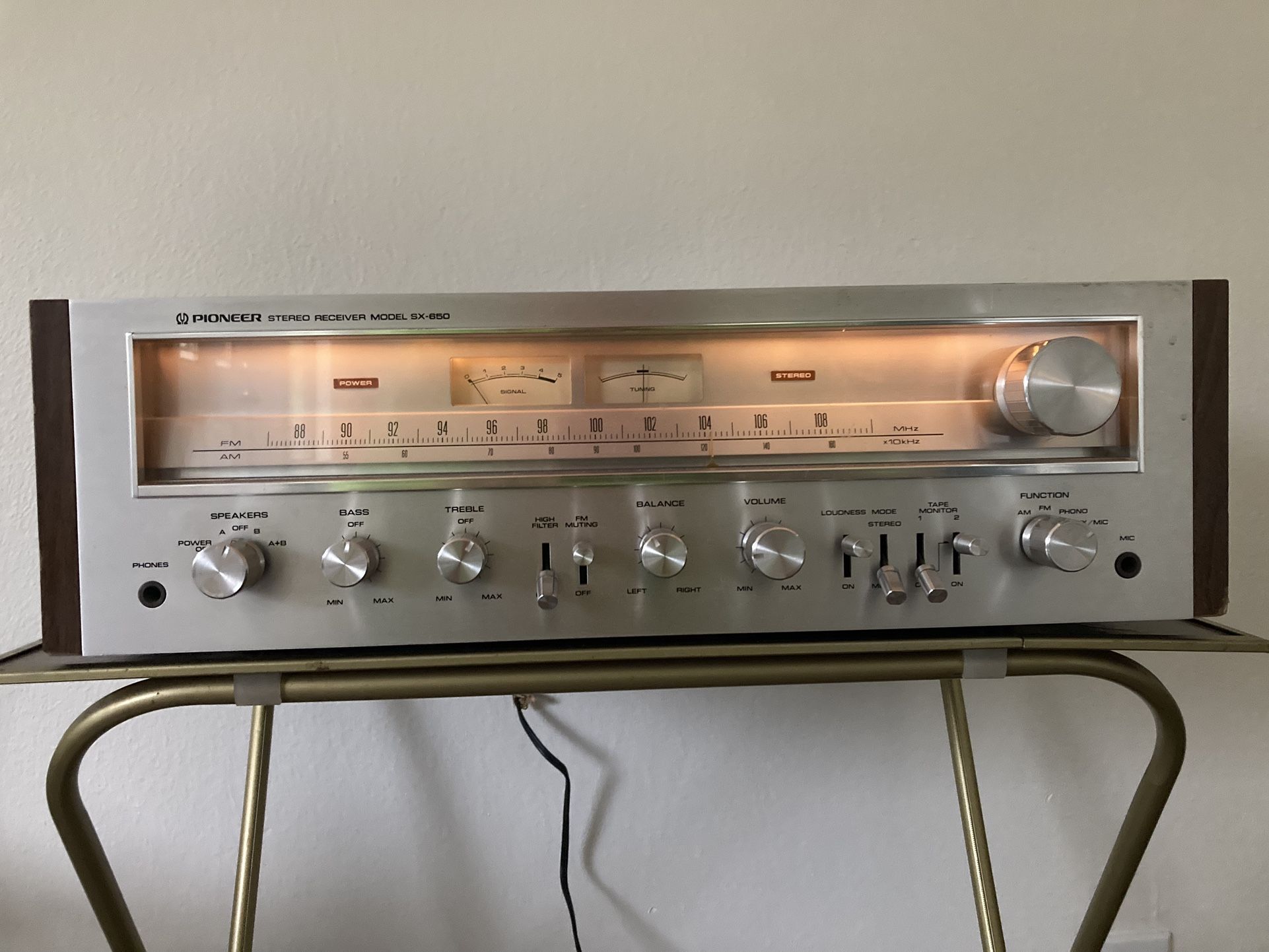 Pioneer SX Receiver Vintage Amplifier Tuner Chrome Silver Lighted Radio Phono For Turntable Am Fm Mid Century Modern marantz style