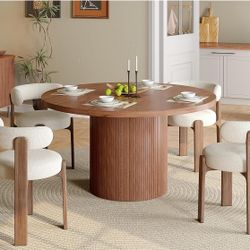 Modern Farmhouse Dinner Tables for Kitchen, Living Room (Walnut)