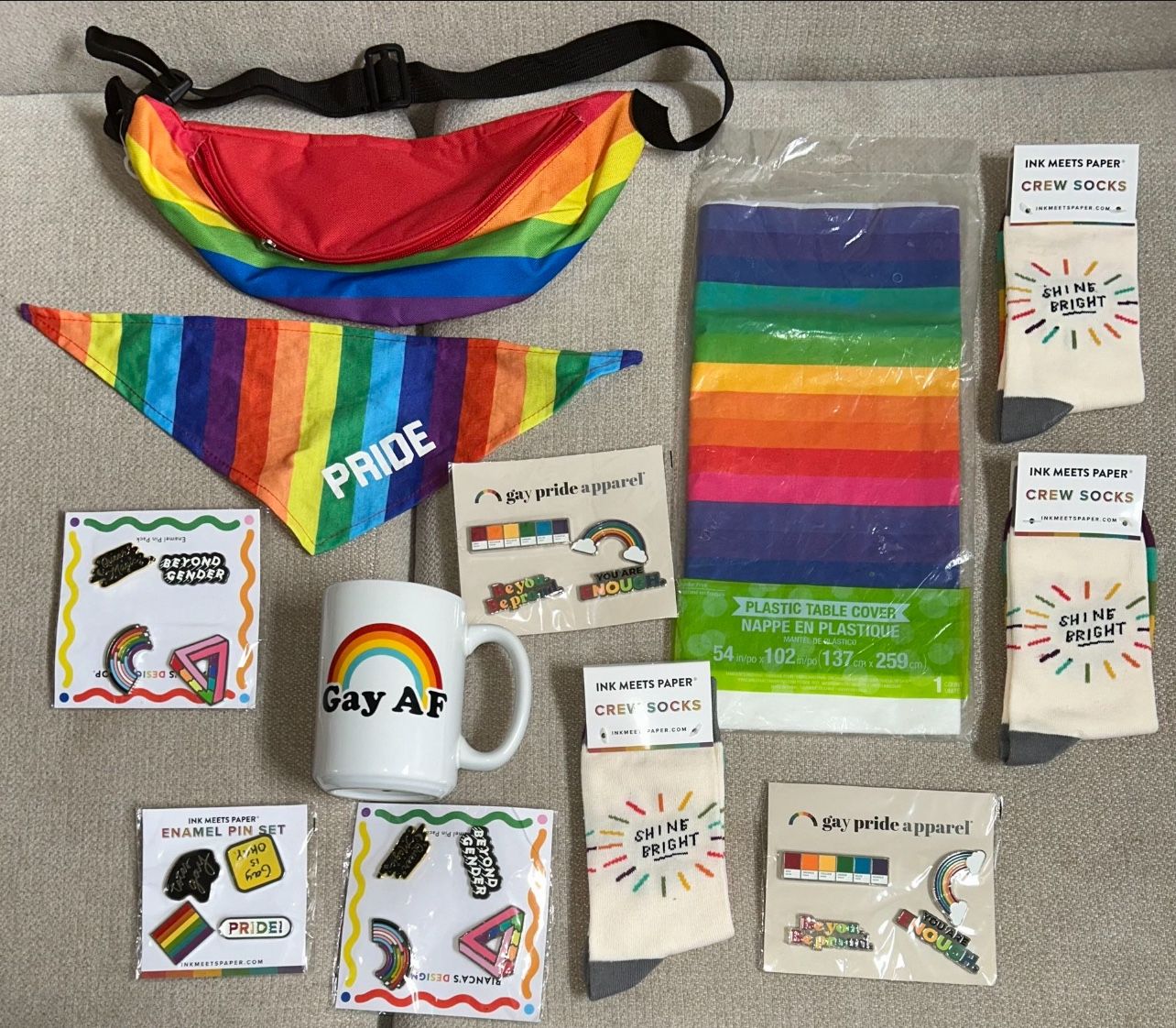 Pride Pin Set, Socks, Bag, Tablecloth,cup, Scarf, Ects