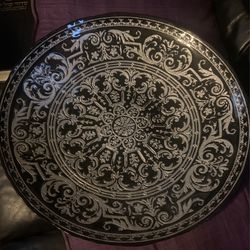 16”  Serving Dish Beautiful Black And Silver- Brand New Never Used!! 