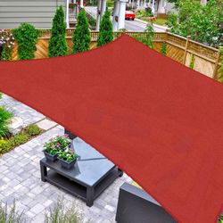 Sun Shade Sail Rectangle 10' x 10' UV Block Canopy for Patio Backyard Lawn Garden Outdoor Activities, Terra
