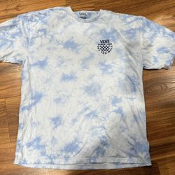 Vans Sky Blue And White Tie Dye T Shirt Size Xl Logo In Front Big Logo On Back