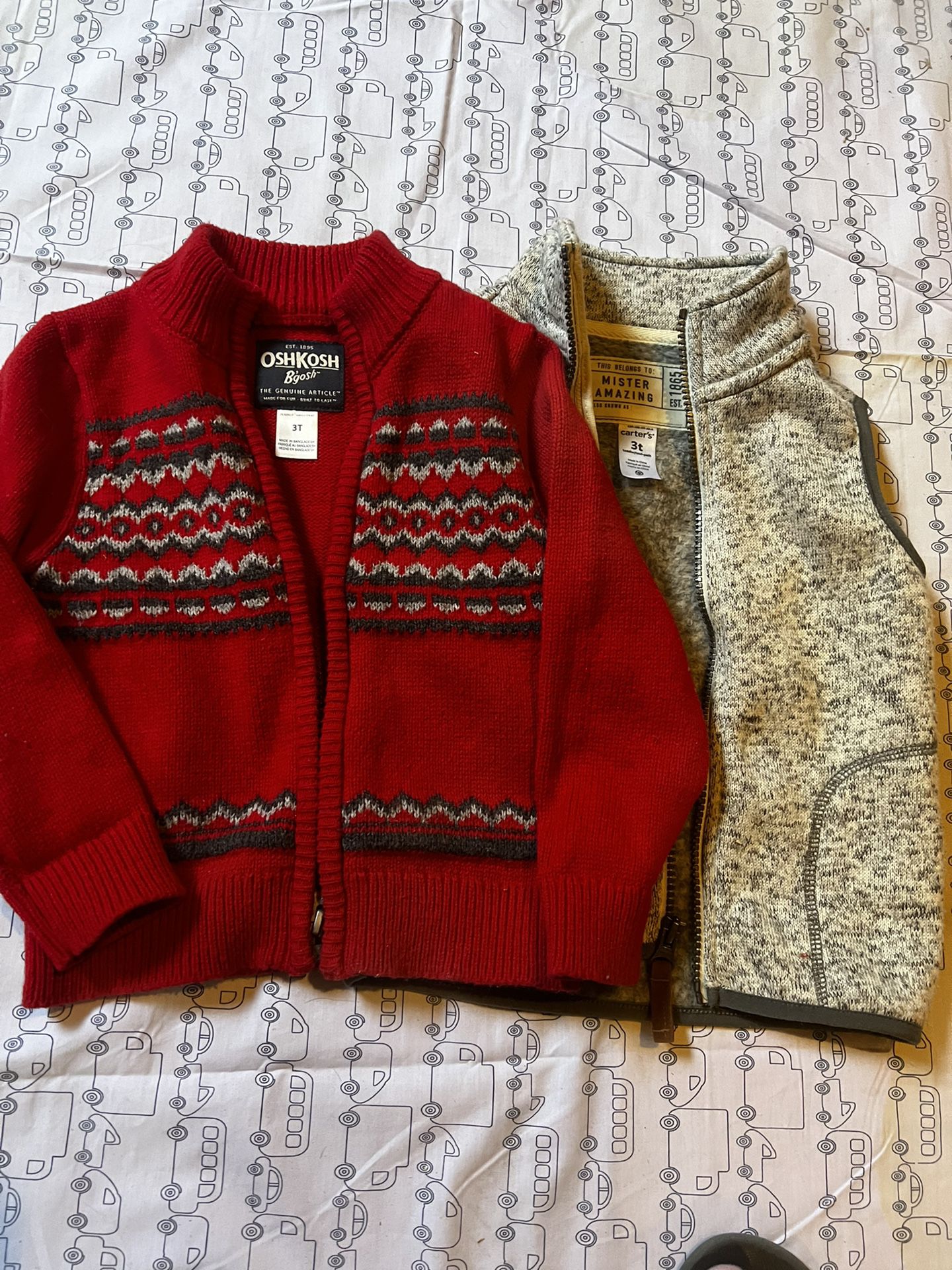 3t Boys Sweater With Zip And Fleece Vest