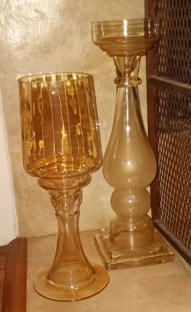 LARGE GLASS CANDLE HOLDERS