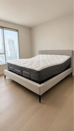 Luxury King Adjustable Bed Set, GhostBed Luxe + Split Power Base + Frame