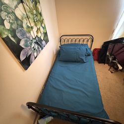 Black Metal Twin Bed Frame and Mattress