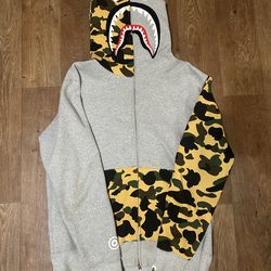 Authentic grey yellow bape camo hoodie