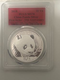 2018 panda silver coin first strike 35th anniversary ms70