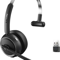 Wireless Headset with Mic for Work, Bluetooth Headset with Noise Cancelling Microphone, 65Hrs Working Time Wireless Headset with Microphone for PC Wor