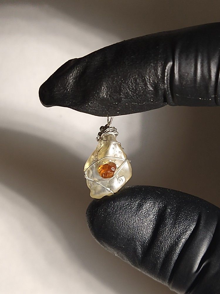 heliodor hessonite sterling silver wire wrap