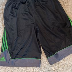 Men’s Medium Adidas Green Black Gray Athletic Shorts Basketball