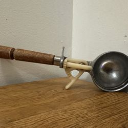Vintage Aluminum Ice Cream Scoop With Wooden Handle WORKS